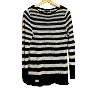 Lauren Ralph Lauren linen cottonon blend long slee pullover knitt sweater size S